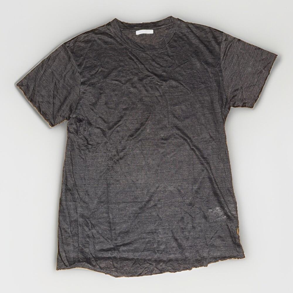 John Elliott Grey T-Shirt Size 1 Small 21x27 Textured Lightweight Linen Raw Hem